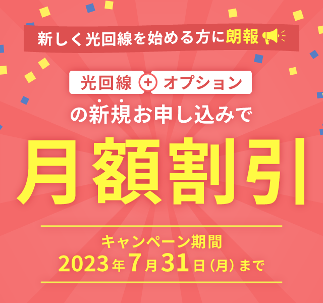 光回線＋オプションセットで月額割引キャンペーンキャンペーン